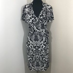Worthington Black and White Wrap Dress. Size Med.